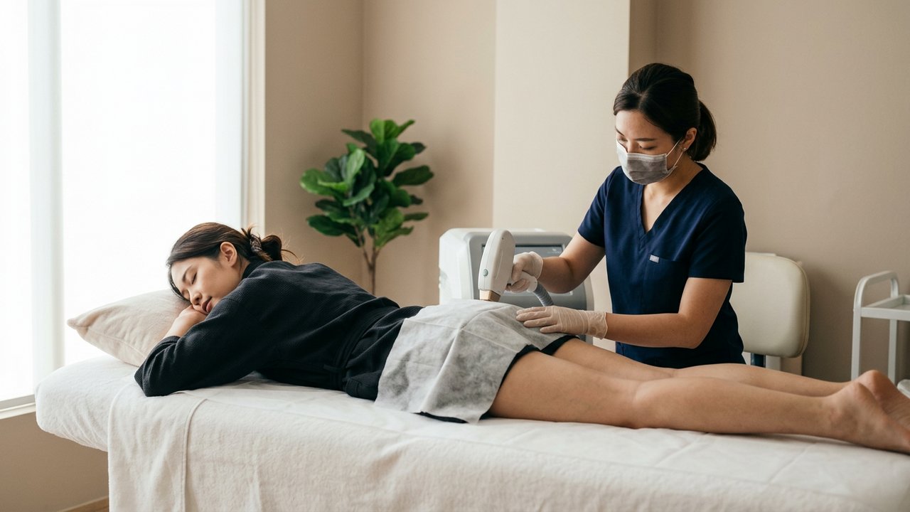 Séance d'épilation laser des fesses chez un professionnel