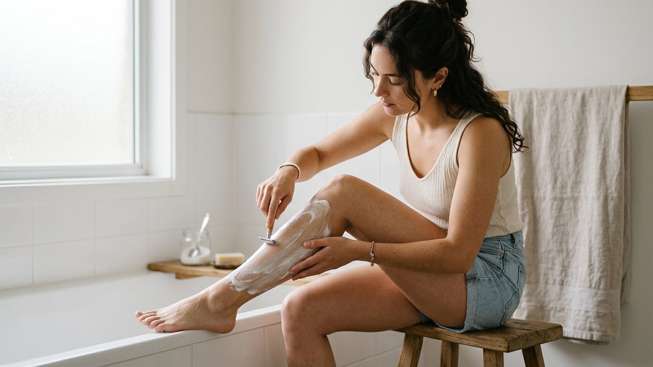 Technique de rasage des jambes avec un rasoir femme