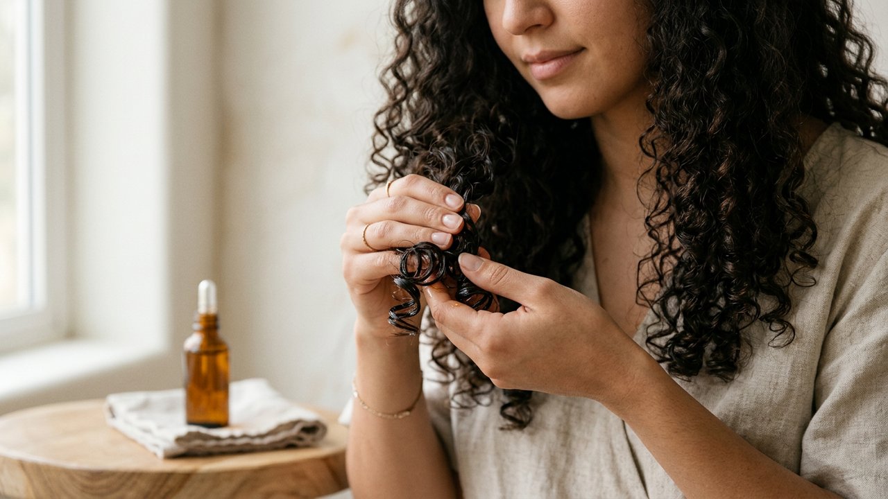 Scellage des pointes de cheveux crépus avec huile