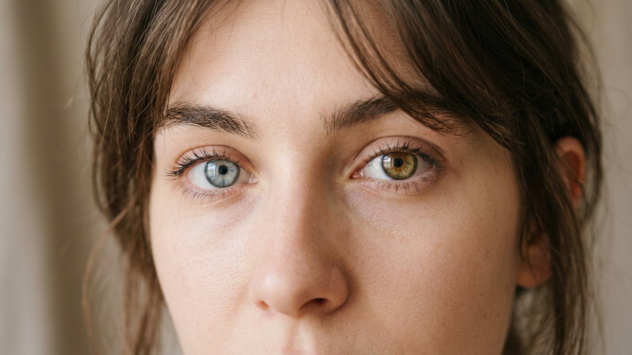 Yeux vairons : un œil bleu et un œil marron montrant l'hétérochromie