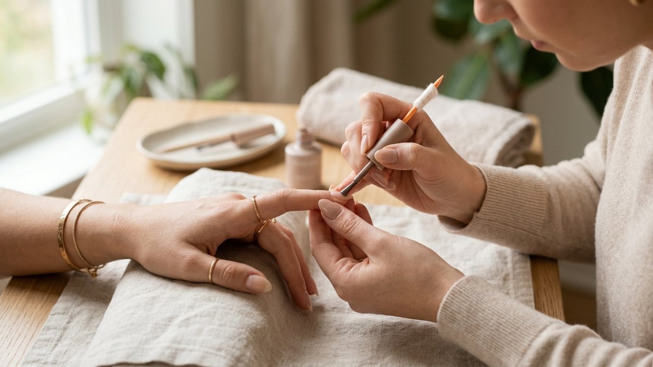 Application du gel et scellement du bord libre de l'ongle