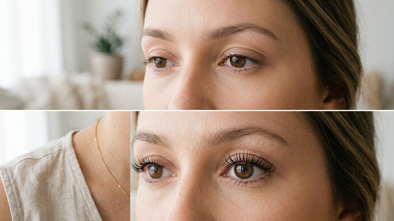 Avant-après d'un rehaussement de cils avec teinture : transformation du regard