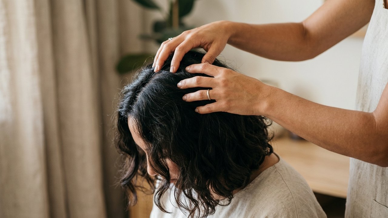 Massage du cuir chevelu pour épaissir les cheveux en profondeur