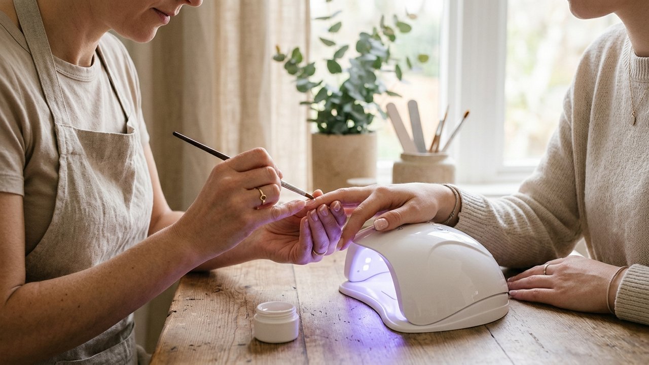 Pose d'ongles en résine ou gel sous lampe UV