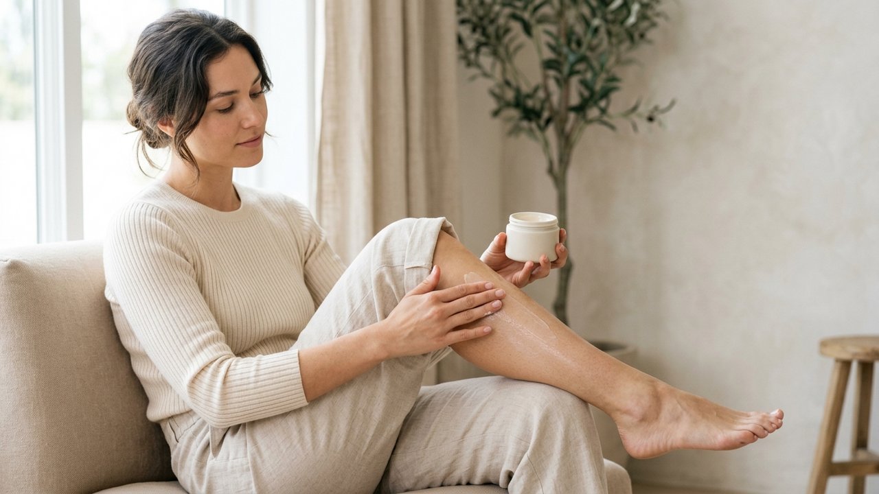 Application de crème hydratante après séance d'épilation laser