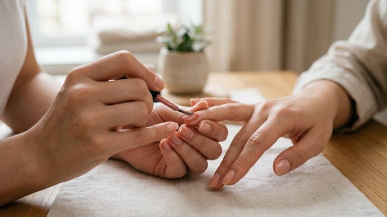 Application de vernis semi-permanent sur un ongle