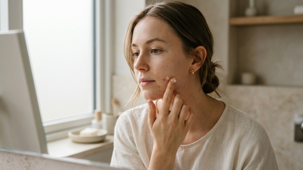 Application du gel ATB Aromasantis sur une lésion cutanée