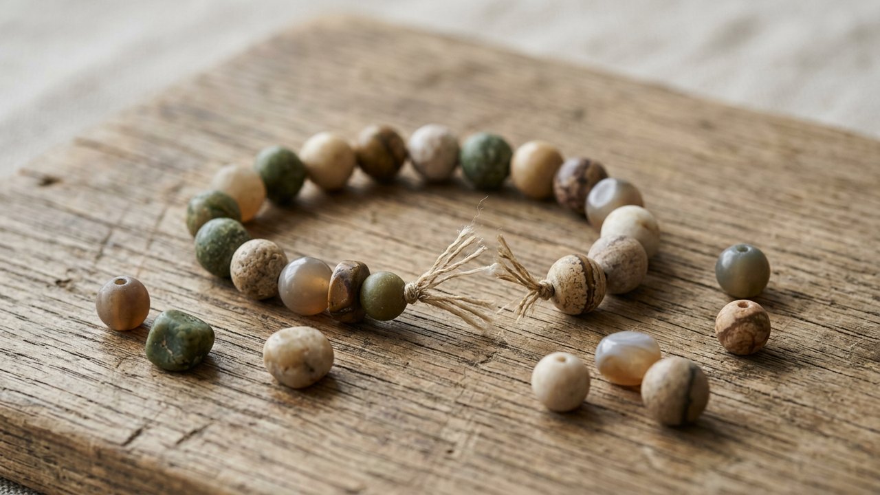 Bracelet en pierres naturelles cassé avec perles dispersées