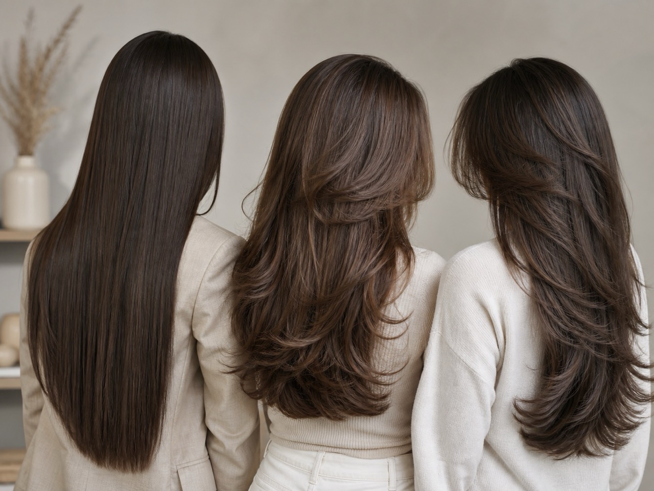 Longueurs féminines lisses et dégradées présentées en lumière naturelle