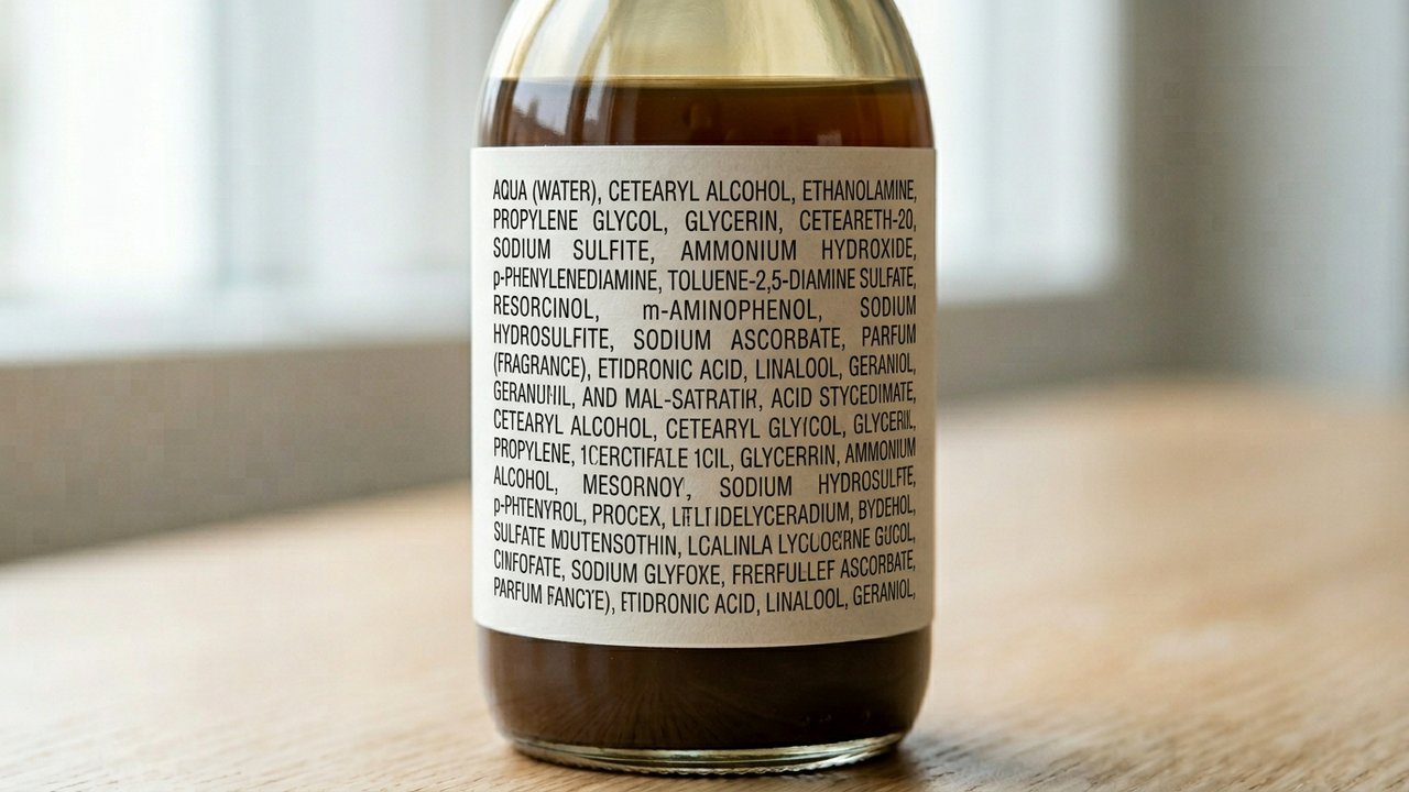 Vérification de la liste INCI d'une coloration végétale