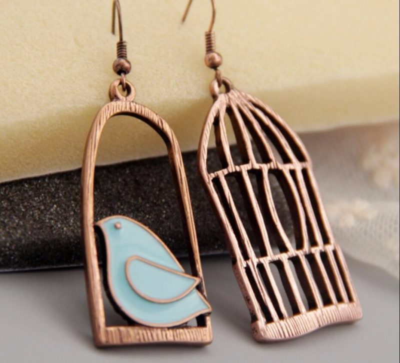 Boucles d'Oreilles Oiseau Bleu