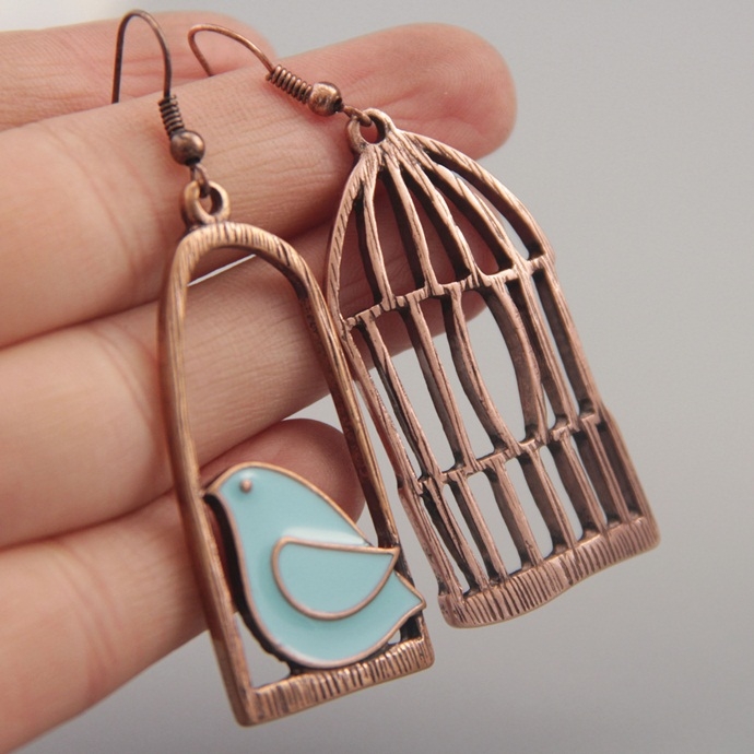 Boucles d'Oreilles Oiseau Bleu