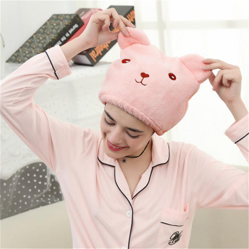 Bonnet séchage rapide Kawaii Ours rose 