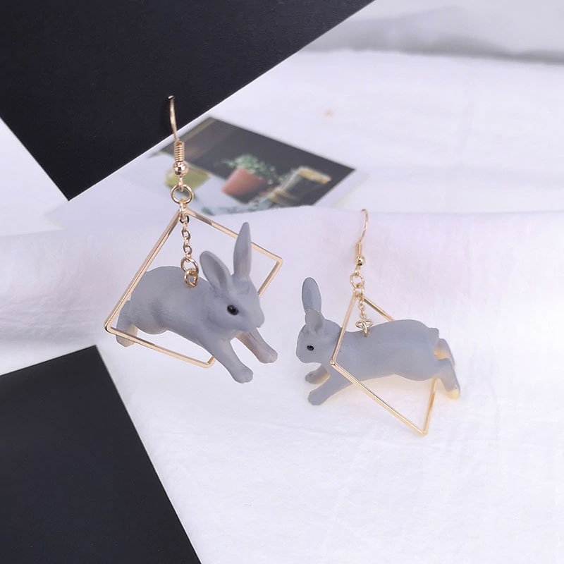 Boucles d'Oreilles Coréennes Lapin & Or