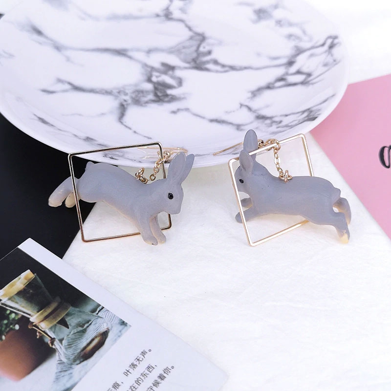 Boucles d'Oreilles Coréennes Lapin & Or