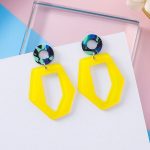 Boucles d'Oreilles Coréennes graphique Jaune