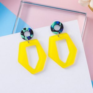 Boucles d'Oreilles Coréennes graphique Jaune