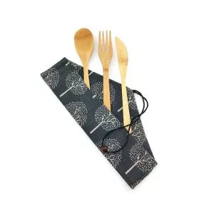 Set de 3 couverts en bambou Arbres