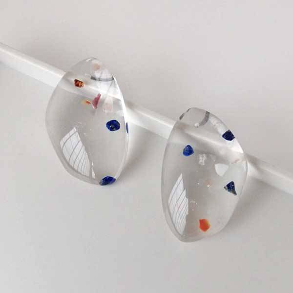 Boucles d'Oreilles Coréennes Transparente Pierre 2