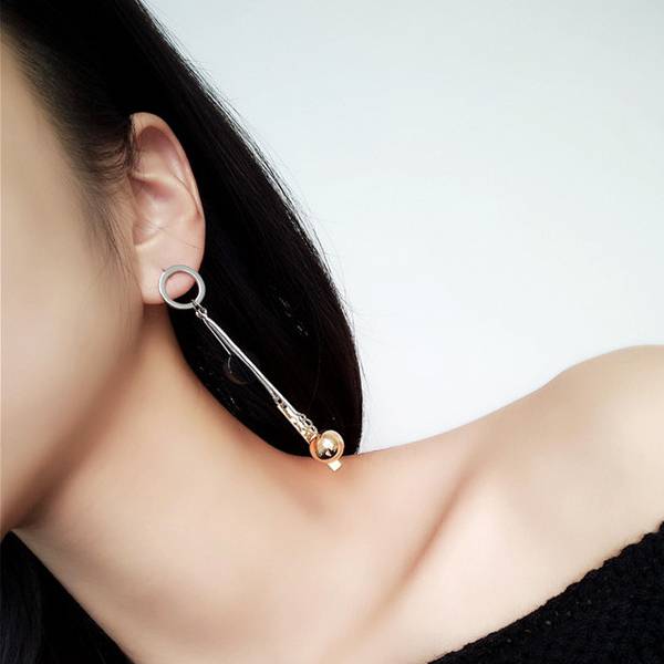 Boucles d'Oreilles Coréennes Asymétriques Boules 3