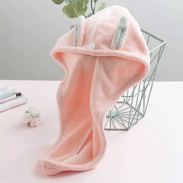 Bonnet séchage rapide Kawaii Lapin rose