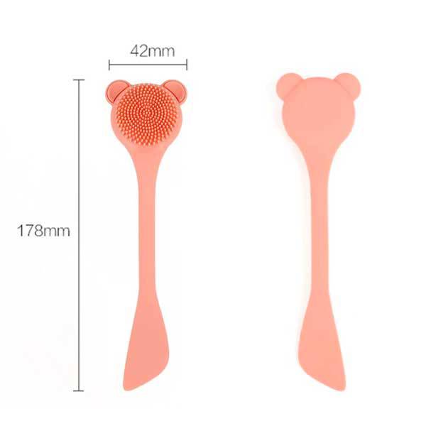 Brosse nettoyante visage et spatule minie rose 3