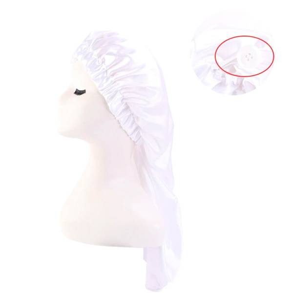Bonnet de Nuit de protection cheveux en Satin blanc