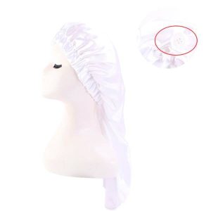 Bonnet de Nuit de protection cheveux en Satin blanc