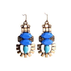 Boucles d'Oreilles Pendant Éthnique Bleues