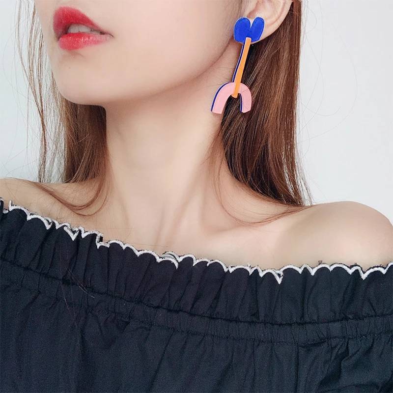 Boucles d'Oreilles Coréennes Acrylique Fleur