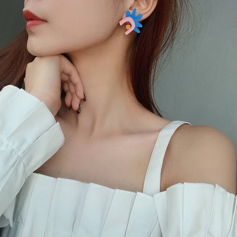 Boucles d'Oreilles Coréennes Acrylique Fleur